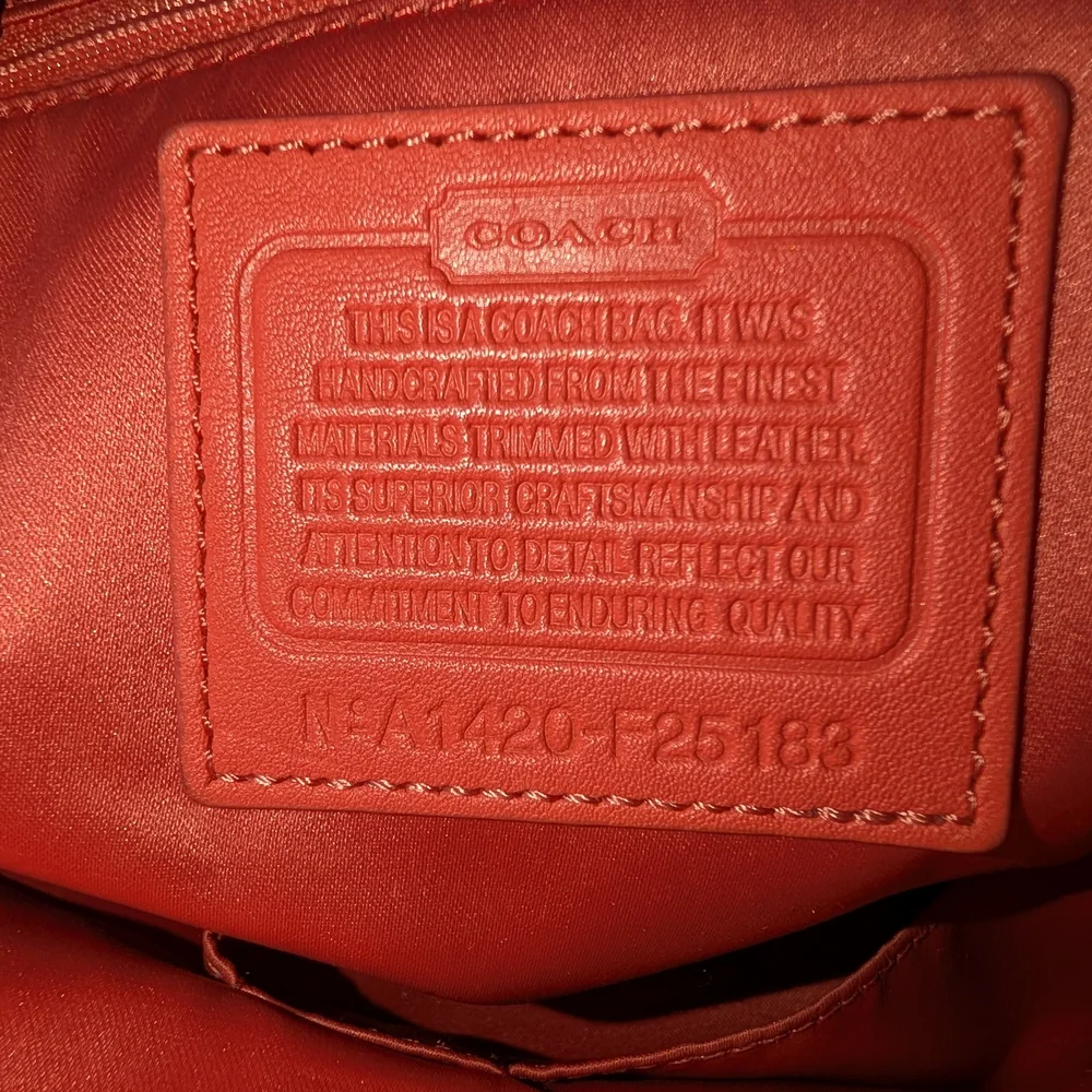 Coach Ashley Dotted Op Art Beige & Coral Satchel Detachable Shoulder Strap